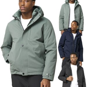Men's Hooded Jacket Outdoor Water Resistant Padded Casual Winter Coat